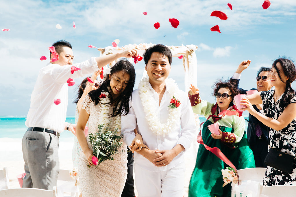 Flower "Confetti" Shower | Hawaii Beach Weddings & Elopements | Married with Aloha, LLC